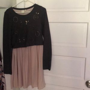 Anthropologie Women’s Gray overlay sweater Dress